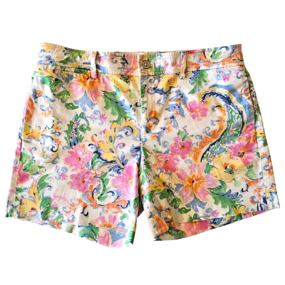 Nwot Lauren Ralph Lauren Multicolor Spring Floral Zip Fly Stretch Shorts - Picture 1 of 11